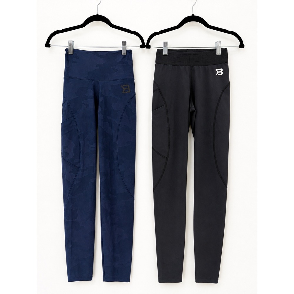 Better Bodies Highbridge Leggings Women Small Black Navy Camo Pocket Athletic